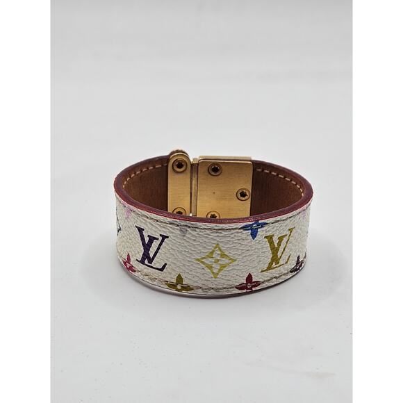 Louis Vuitton Gold-tone Multicolor Leather Koala Lock Bracelet - Picture 6 of 15